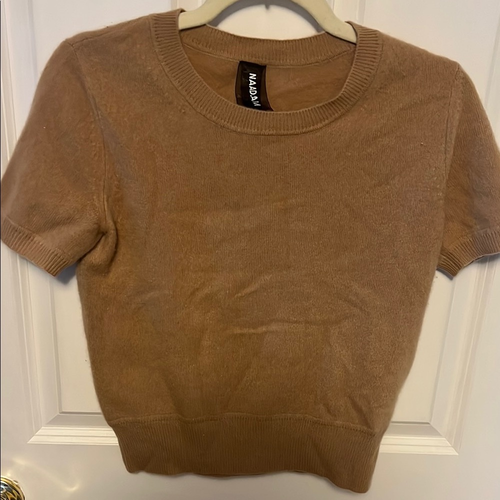 Naadam Camel Short Sleeve Cashmere Sweater Top XS